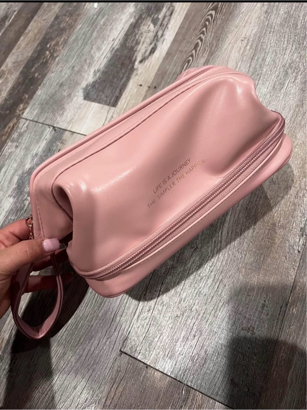 Light Pink Wristlet Cosmetic Pouch with Zipper